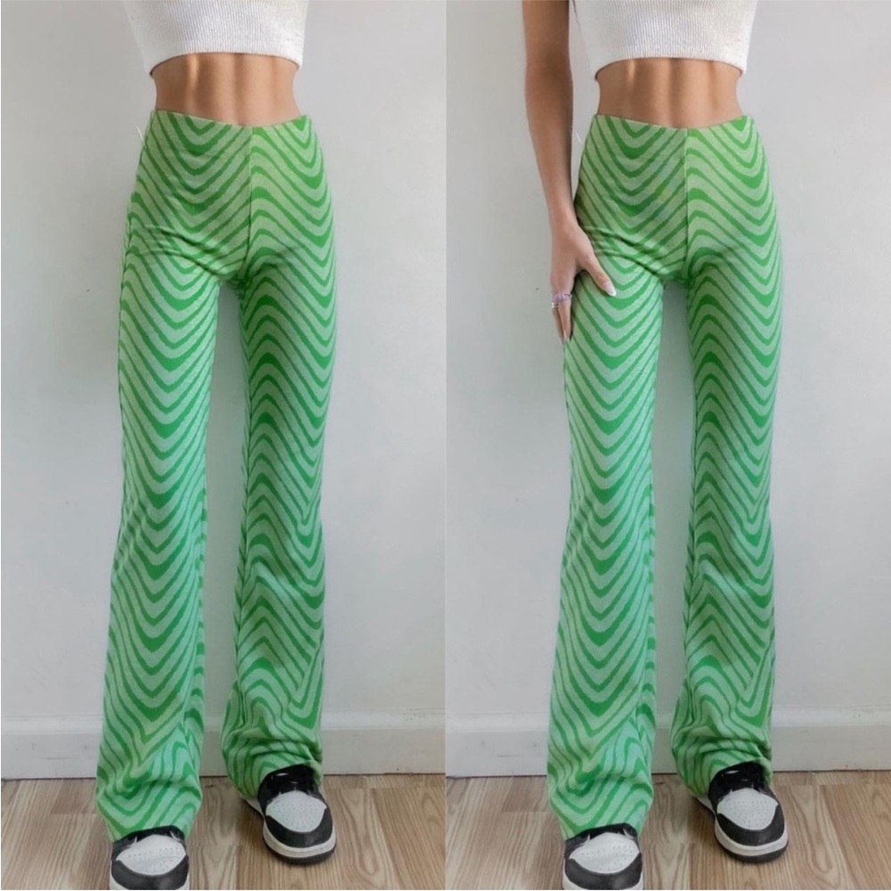Urban outfitters Bryn Green Wave Print Pull On Flare Pant - Urban Outfitter’s XS - Picture 2 of 9